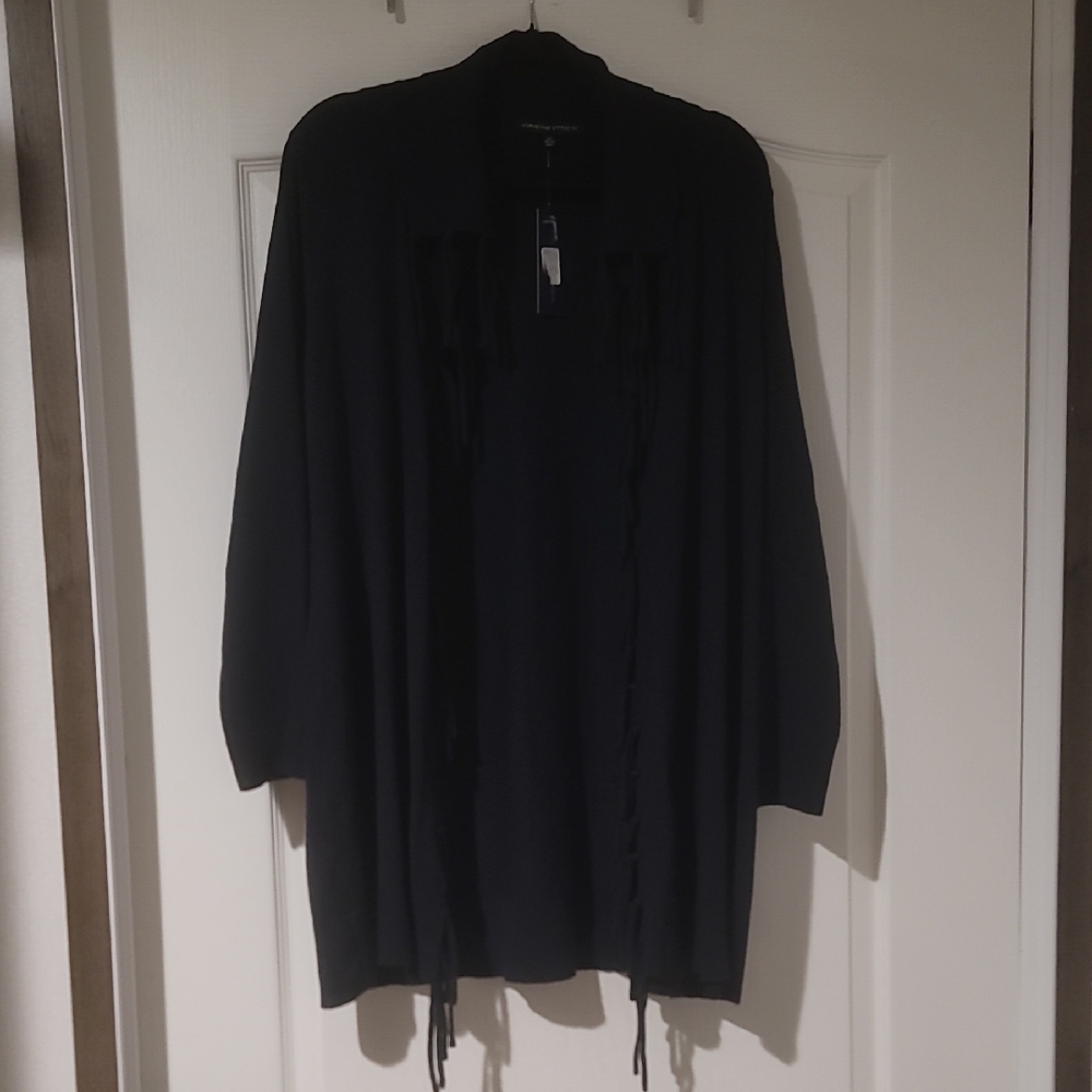 NWT•Adrienne Vittadini Women'sOpen Front Fringed cardigan sz 2X